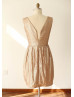 Hot-selling V Neck Matte Sequin Short Bridesmaid Dress