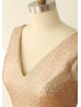 Hot-selling V Neck Matte Sequin Short Bridesmaid Dress