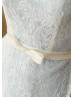 Ivory Lace Short Bridesmaid Dress With Blue Lining