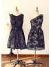 Black Lace Short Bridesmaid Dress