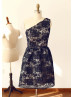 Black Lace Short Bridesmaid Dress