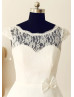 Cap Sleeves Ivory Lace Chiffon Sheer Back Short Wedding Dress