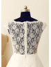 Cap Sleeves Ivory Lace Chiffon Sheer Back Short Wedding Dress