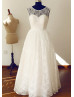 Ivory Lace Deep V Back Minimalist Wedding Dress