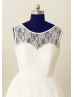 Ivory Lace Deep V Back Minimalist Wedding Dress