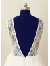 Ivory Lace Deep V Back Minimalist Wedding Dress