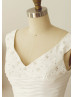 V Neckline Folded Taffeta Beads Short Prom Dress Bridesmaid Dress