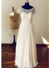 Diamond-shaped Hole Back Lace Chiffon Long Wedding Dress