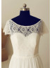Diamond-shaped Hole Back Lace Chiffon Long Wedding Dress