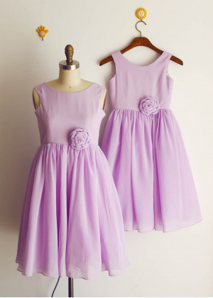 Lavender Chiffon Short Bridesmaid Dress Photoshoot Dress