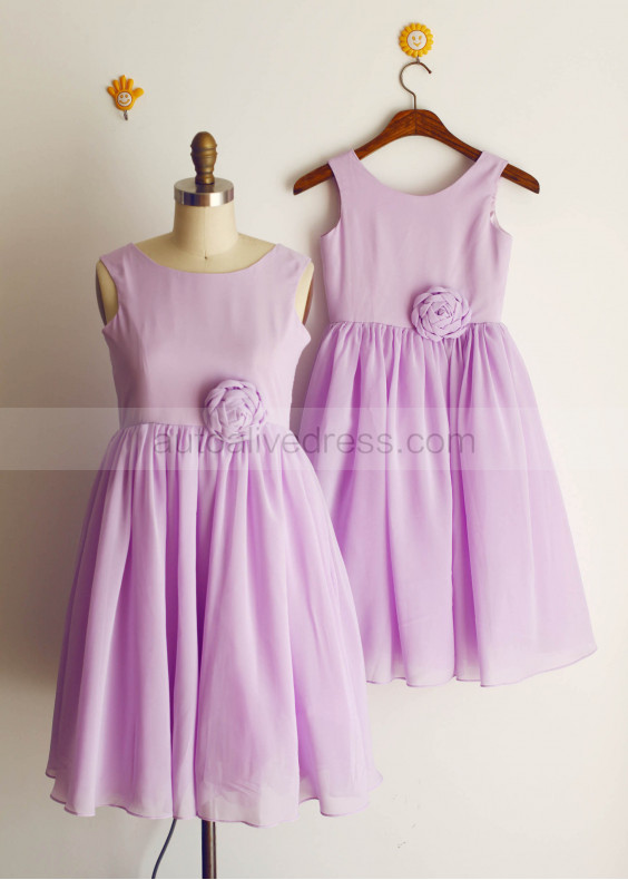 Lavender Chiffon Short Bridesmaid Dress