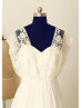 Double Layers Designed Top Lace Chiffon Long  Wedding  Dress