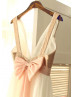 Deep V Neck Rose Gold Sequin Chiffon Backless Wedding Dress