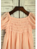 Peach Chiffon Short Sleeves Flower Girl Dress 