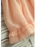 Peach Chiffon Short Sleeves Flower Girl Dress 