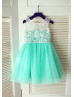 Lace Tulle Knee Length Latest Flower Girl Dress