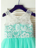 Lace Tulle Knee Length Latest Flower Girl Dress