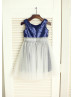 Navy Blue Sequin Tulle Classic Flower Girl Dress