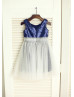 Navy Blue Sequin Tulle Flower Girl Dress