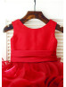 Red Satin Organza Ruffled Short Flower Girl Dress