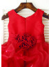 Red Satin Organza Flower Girl Dress 