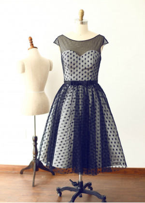 Black Polka Dot Tulle Mother Of The Bride Dress