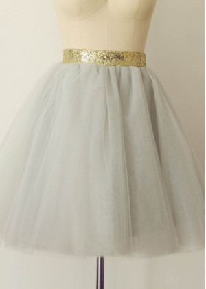 Grey Tulle Knee Length Skirt Tutu Skirt