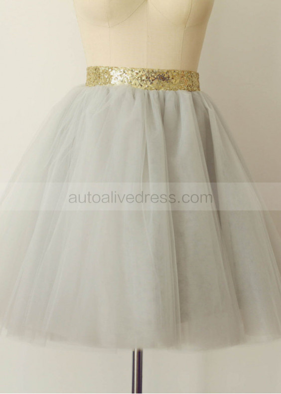 Grey Tulle Knee Length Skirt Tutu Skirt
