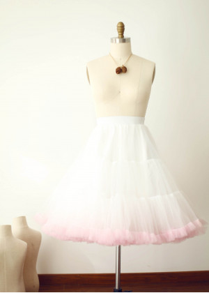 Ombre Ivory Pink Tulle Short Skirt