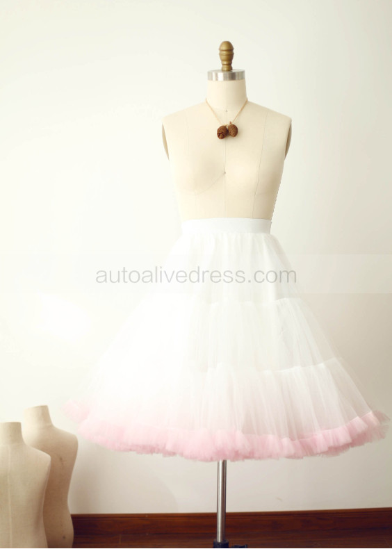 Ombre Ivory Pink Tulle Short Skirt