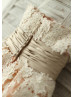 Strapless Ivory Lace Champagne Tulle Ankle Length Wedding Dress