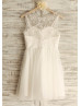 Ivory Tulle Embroidery Short Airy Wedding Dress 