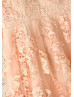 Peach Pink Lace Tulle Classic Wedding Dress