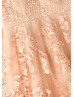 Peach Pink Lace Tulle Classic Wedding Dresses