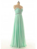 Slim Strapless Sweetheart Neck Green Chiffon Beaded Bridesmaid Dress