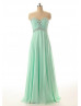 Slim Strapless Sweetheart Neck Green Chiffon Beaded Bridesmaid Dress