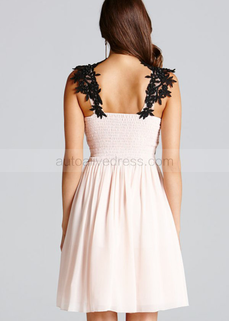 white christmas dresses Pink chiffon short prom dress, pink homecoming dress – shdress main image 0