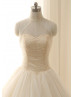 Champagne Tulle Lace Halter Neck Beaded Wedding Dress