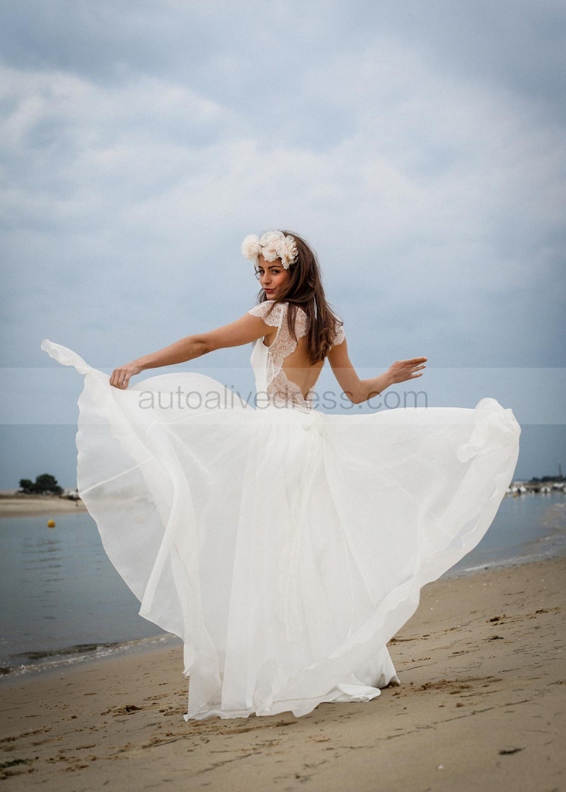 lace cap sleeve wedding dress with keyhole back A-Line Floor-Length V-Neck Cap-Sleeve Keyhole Lace Dress With  Appliques-714384