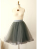 Gray Tulle Wedding Skirt With Horsehair Braid
