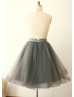 Gray Tulle Wedding Skirt With Horsehair Braid