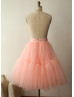 Peach Pink Tulle Short Wedding Skirt