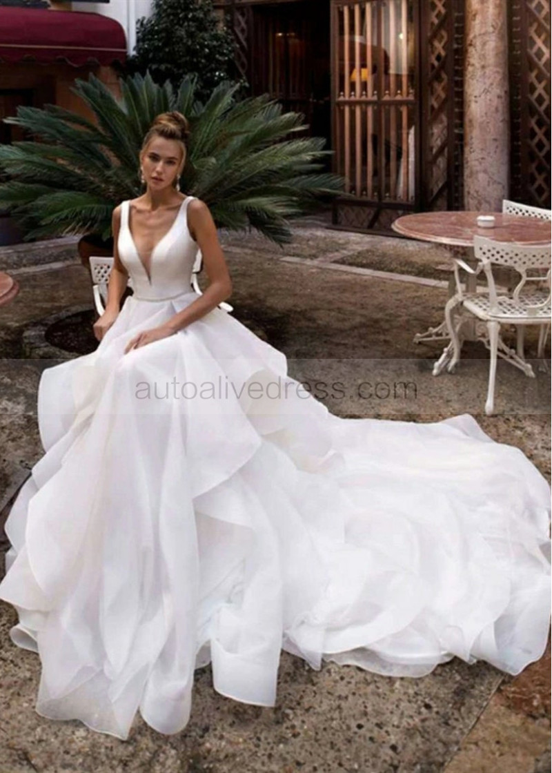 chinese dress ladies Clara Satin and Organza Ball Gown Wedding Dress Ivory / 22