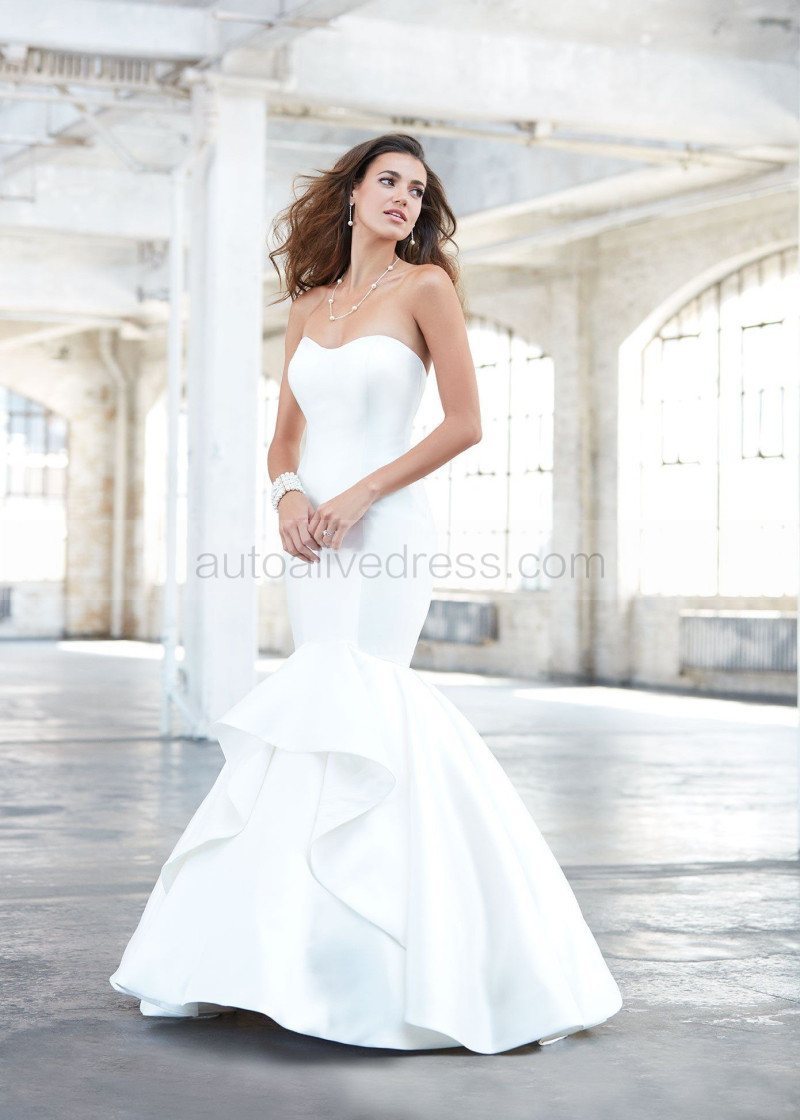 ivory satin ruffle strapless dress Clothing : Bodycon Dresses : 'Selena' Ivory Satin Ruffle Strapless Dress