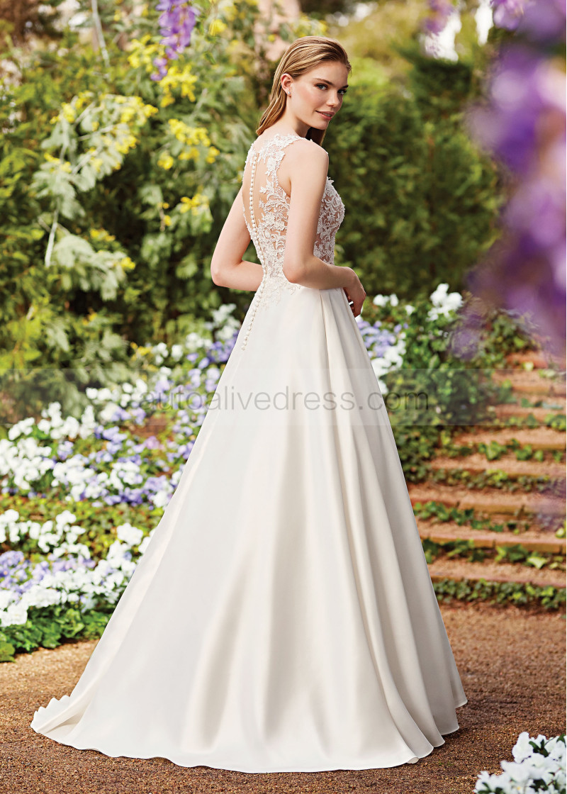 chinese dress ladies Mikado A Line Wedding Dress With Lace Train