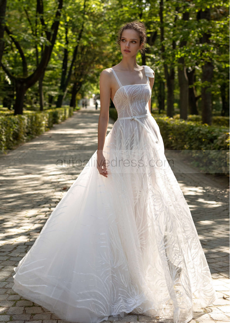 A-line Beaded Ivory Sparkly Lace Wedding Dress A-line Beaded Ivory Sparkly Lace Wedding Dress