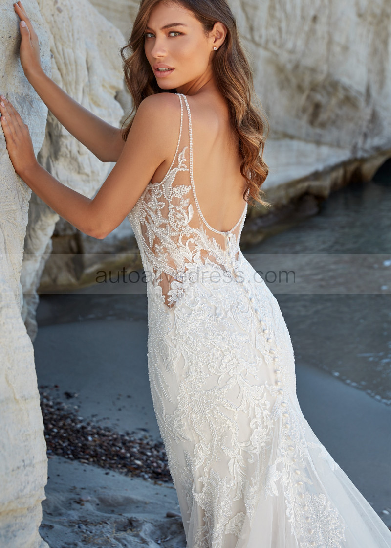 Fit-n-flare Sparkle Beaded Embroidery Lace Tulle Wedding Dress Fit-n-flare Sparkle Beaded Embroidery Lace Tulle Wedding Dress