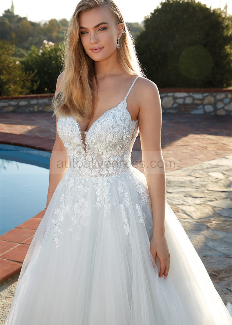 chinese dress ladies Wholesale Designer Dusty Blue Tulle Wedding Ball Gown Light Ivory main image 1