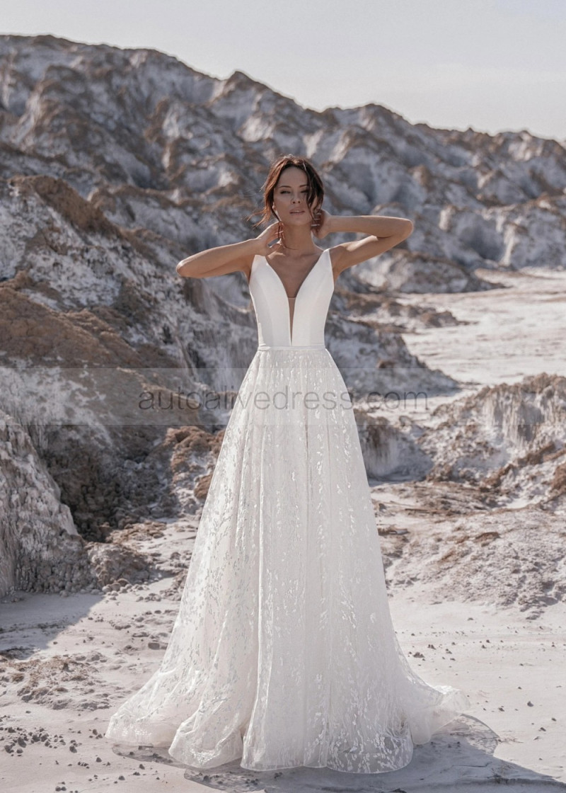 Ivory Satin Lace Wedding Dress With Horsehair Hem Ivory Satin Lace Wedding Dress With Horsehair Hem