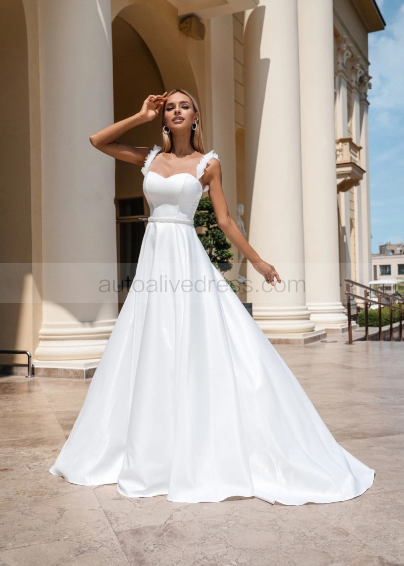 Timeless Satin Wedding Dress A-line Ivory Satin Tulle Timeless
